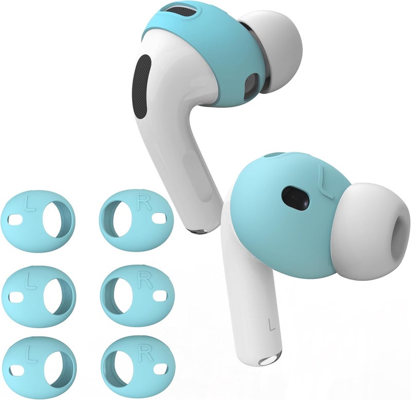 DamonLight [Fit in Case] 3 Pairs Cover for AirPods Pro 3 Anti Scratches Add Grip Sport Ear Tips [US Patent Registered] Compatible with AirPods Pro 3rd Generation 2025 (Ice Blue) - Image 1